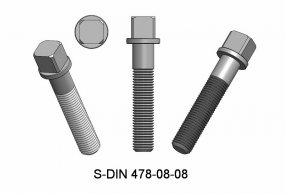 square head bolt similar DIN478 M3,0x08