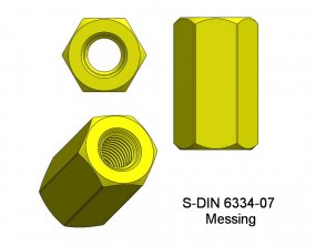 Langmutter ähnlich DIN6334 M3,0 Messing