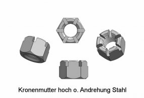 Kronenmutter hoch ohne Andrehung M2,0