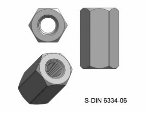 Langmutter ähnlich DIN6334 M3,0