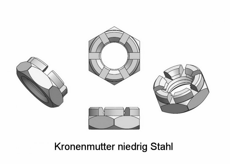 Kronenmutter niedrig M4,0 - zum Schließen ins Bild klicken