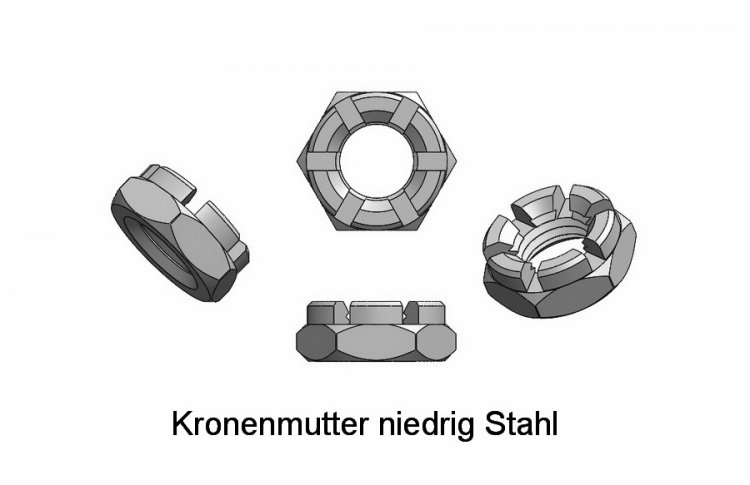 Kronenmutter niedrig M2,5 - zum Schließen ins Bild klicken