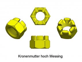 castle nut high form M1,6 messing