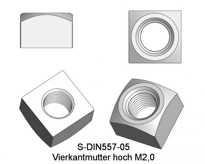 Vierkantmutter M2,0 - zum Schließen ins Bild klicken